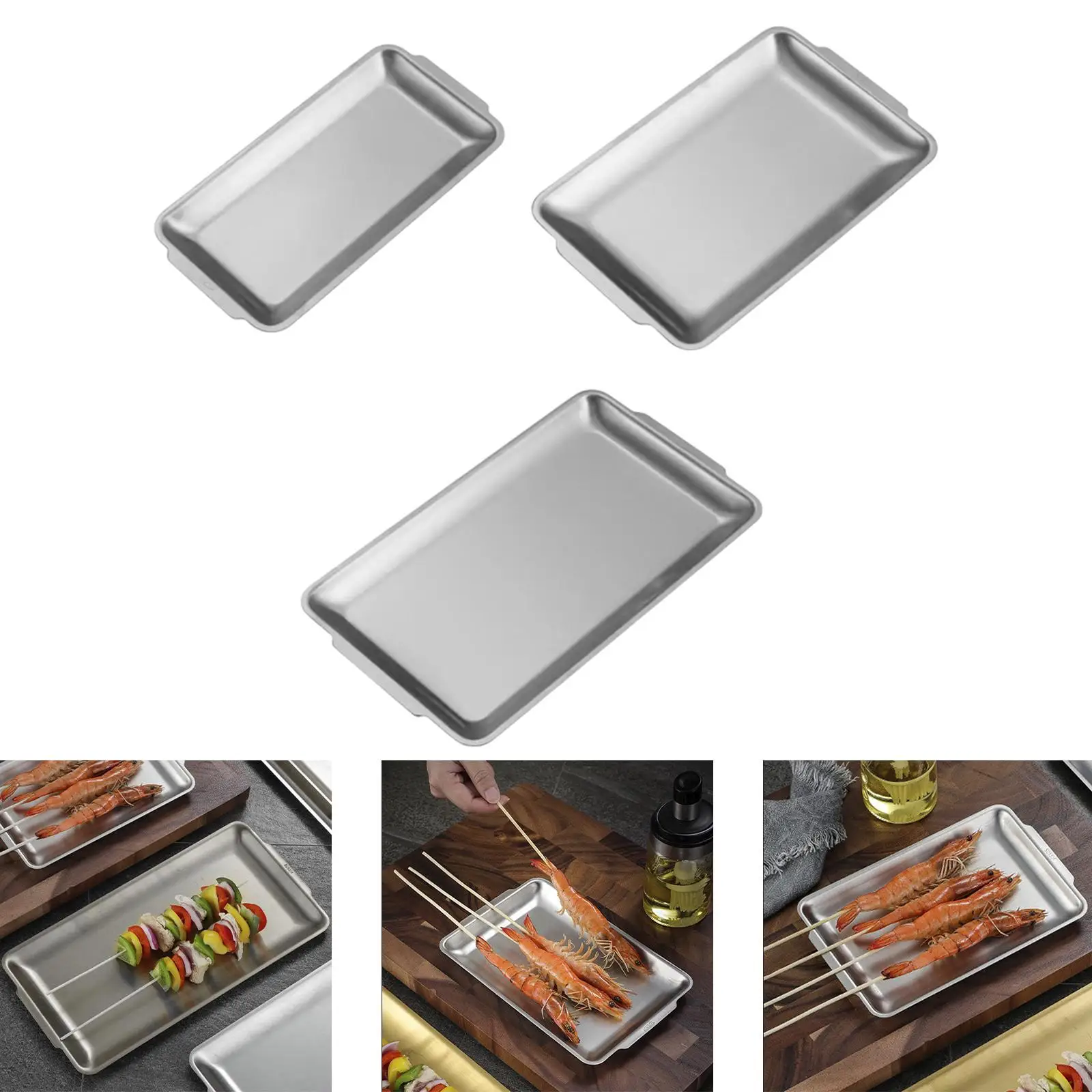 

Stainless Steel Serving Tray Serving Dish Coffee Tray Reusable Matte Serving Platter for Kitchen Buffet BBQ Commercial Camping