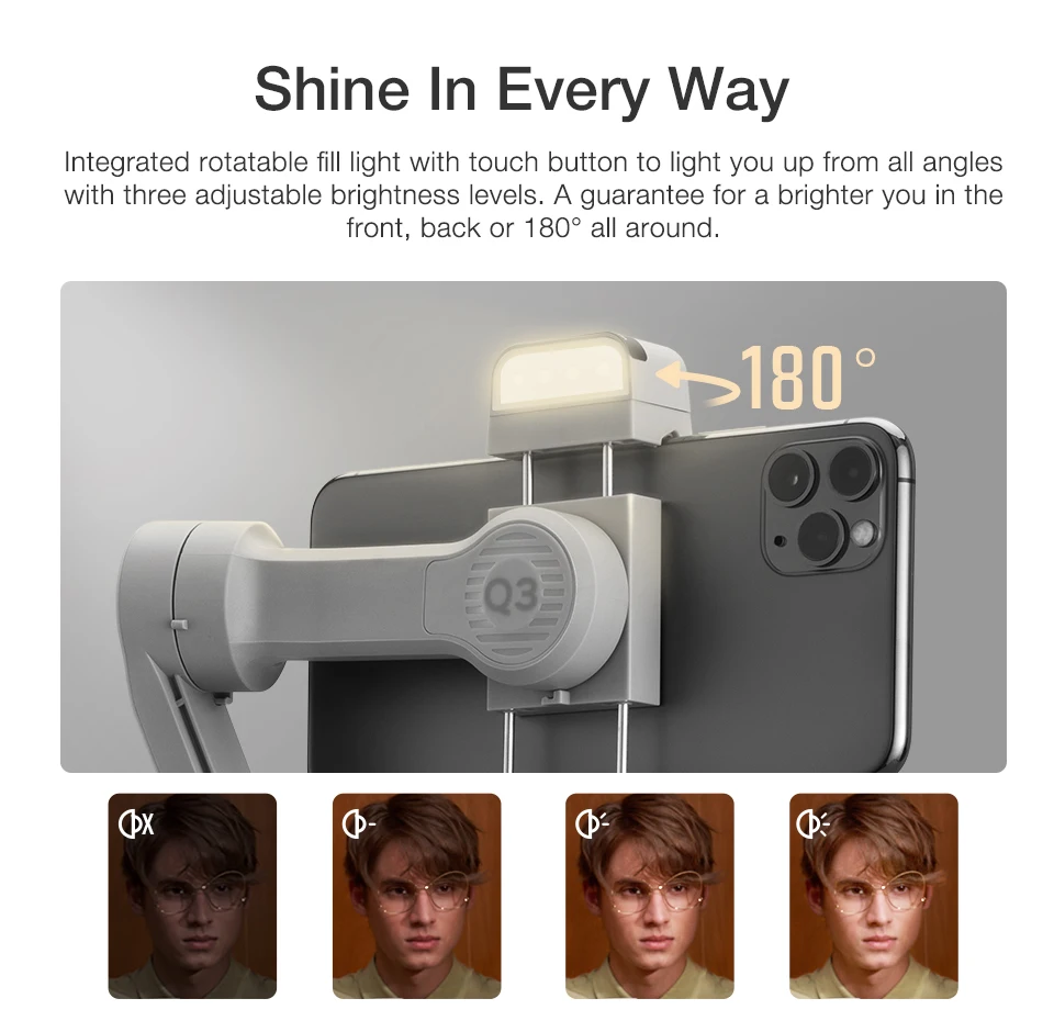 ZHIYUN SMOOTH Q3 Gimbal Smartphone 3-Axis Phone Gimbals Portable Stabilizer for iPhone 17 pro max/Xiaomi/Huawei