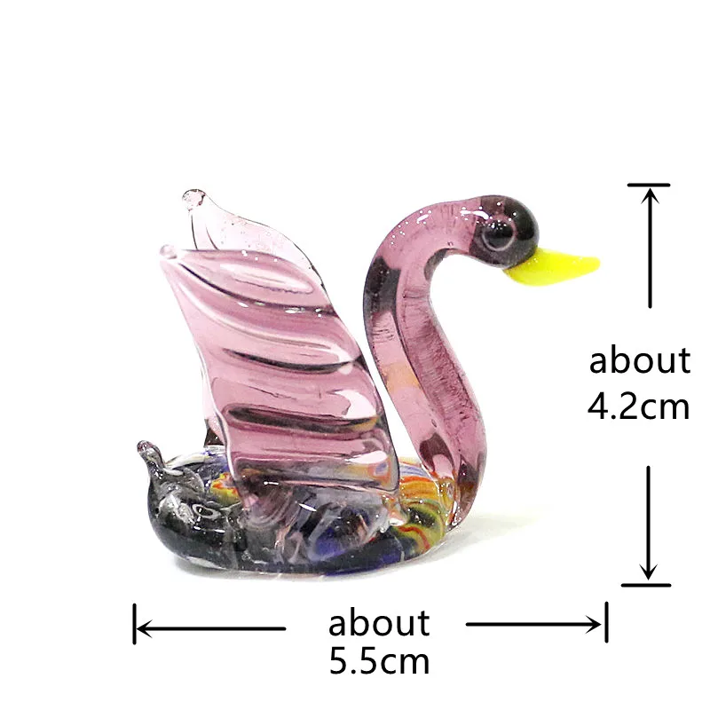 Handmade Murano Glass Swan Miniature Figurine - Cute Animal Small Statue Ornament for Home Desktop Indoor Room Decor Collection