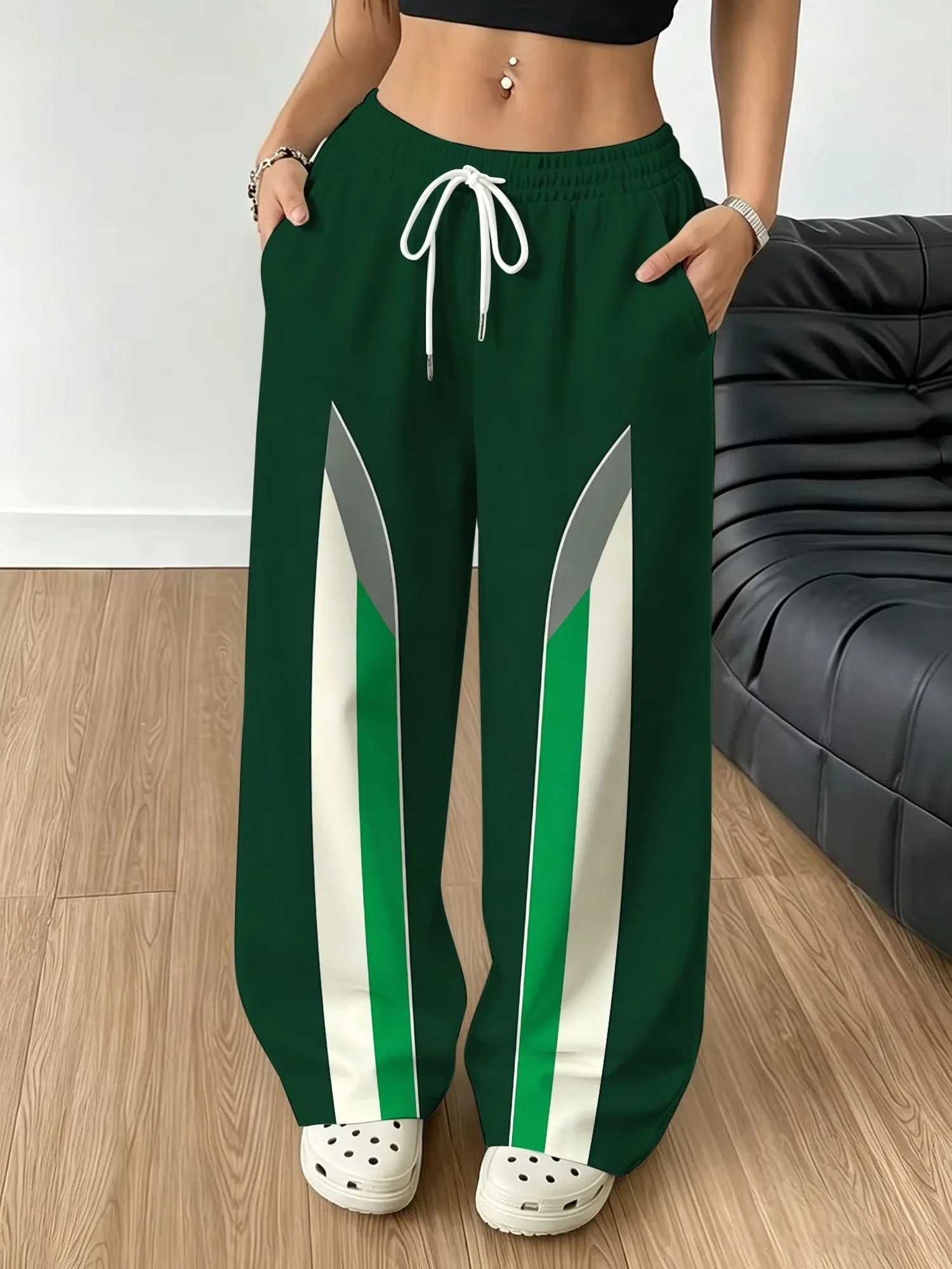 Men Women Unisex 3D Patchwork Printed Quick Dry Hip Hop Trousers, Color Block Street Style Sport Pants Casual Loose Jogger Pants