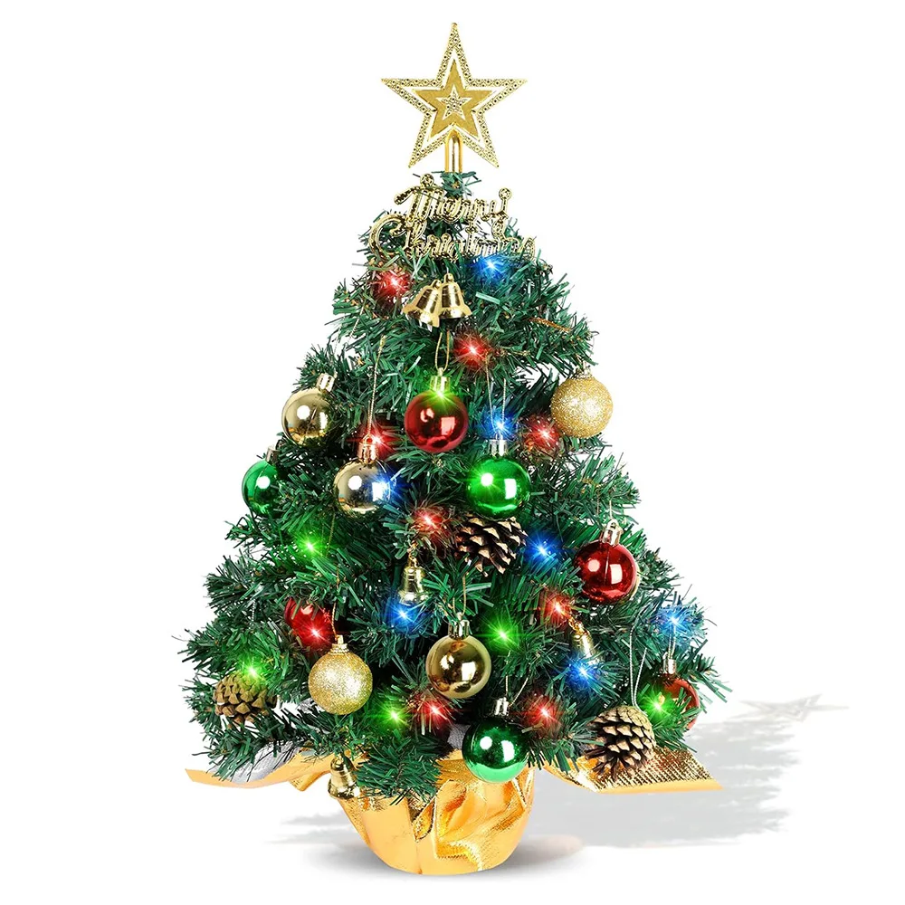 

60cm Christmas Tree With light Home Room Table Decoration Artificial Xmas Ornaments Desktop Christmas Tree Party New Year 2025