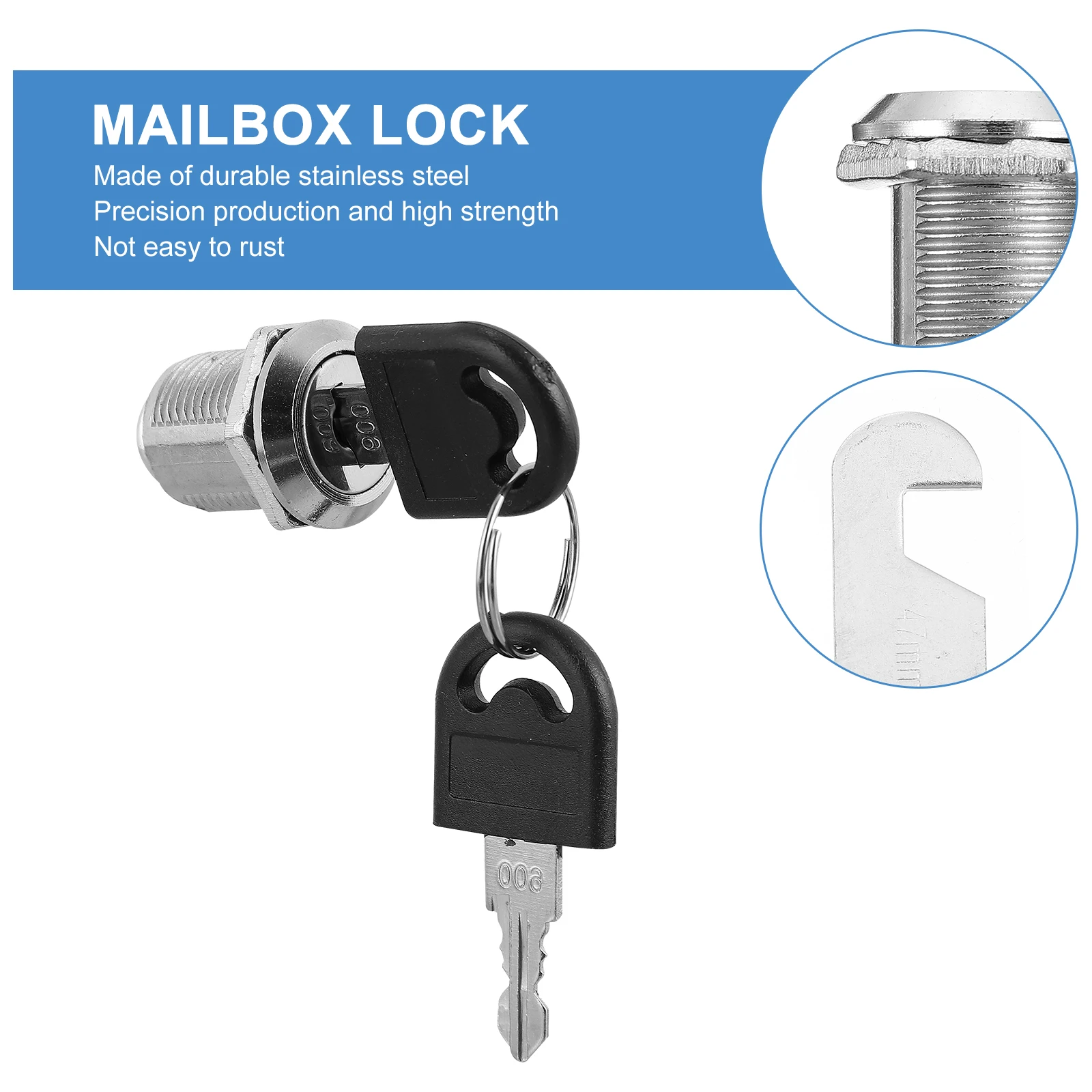 

5pcs Independent Management Cabinet Cam Locks Tubular Mailbox Silver Zinc Alloy Durable Rustproof Key for Letter Box Drawer