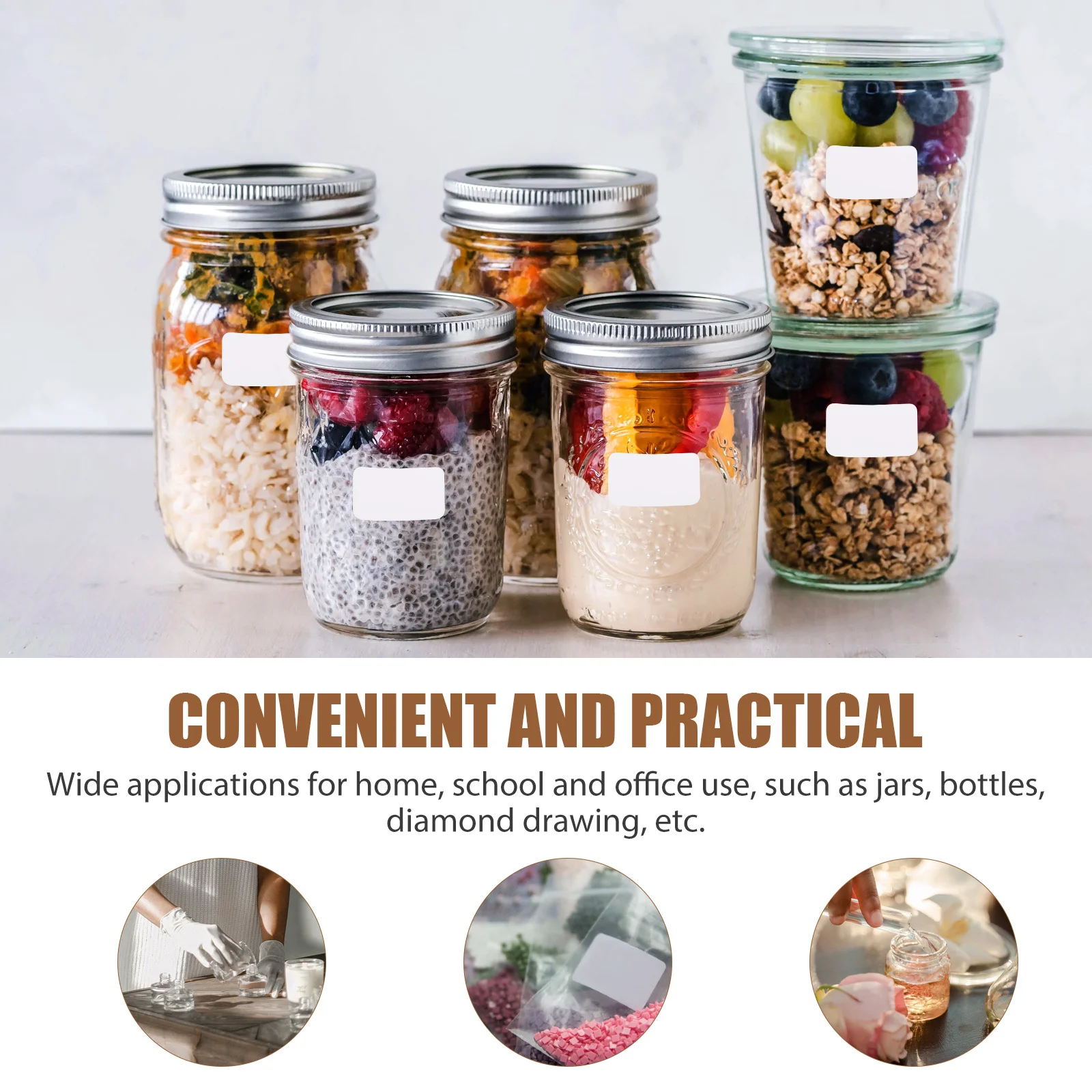 50 Sheets Blank Label Sticker Classification Marking Stickers DIY Reusable Label Decal for Storage Box Organization Office Home