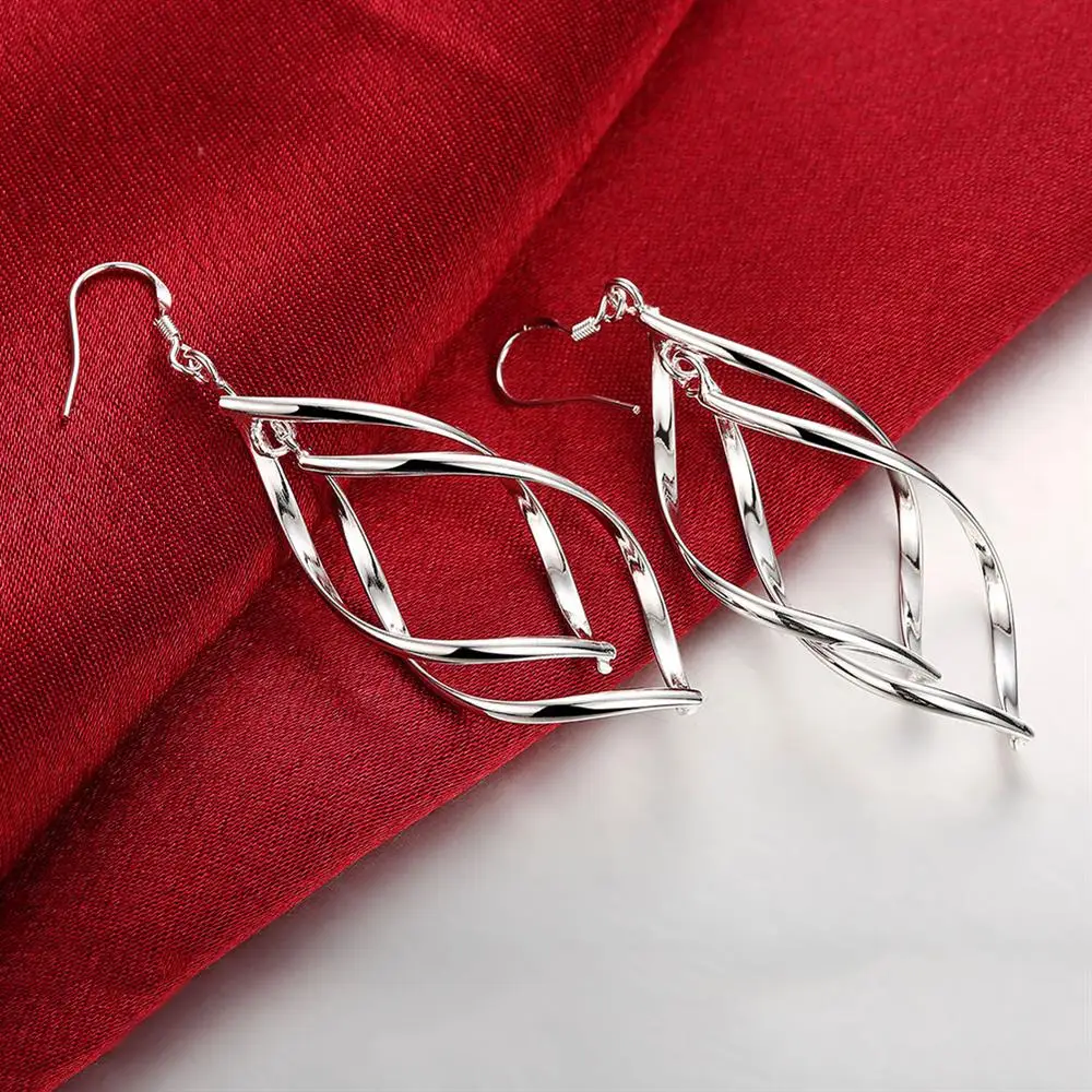 Fine High Quality Silver Color Earrings Fashion Jewelry Elegant Woman Hanging Drop Long Wedding Christmas Gifts