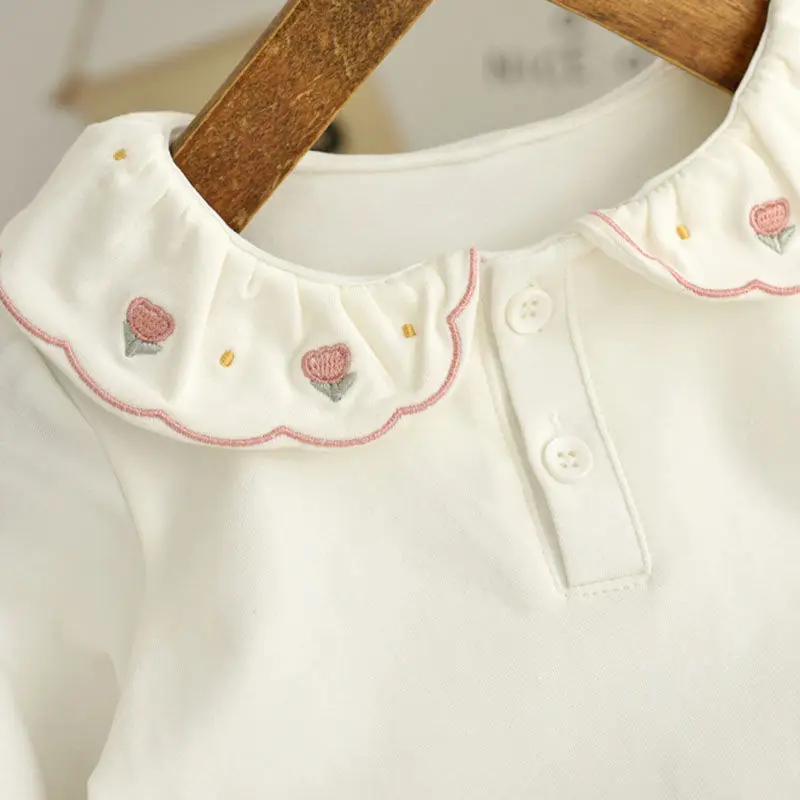 T-shirt Fall Cotton Little Girl Clothes Korean Baby Blouse Long-sleeved Versatile Fashionable Girls Bottoming Shirt Kids Clothes