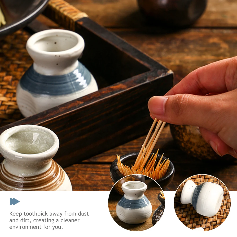 

2Pcs High Grade Ceramic Toothpick Box Creative Decorative Dispenser for Home Use with Large Capacity and Durability