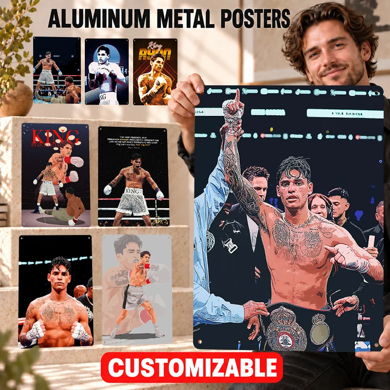 Ryan Garcia Textured Metal Posters Athletic Action Graphic Bedroom Wall Art Customized Aluminum Sign Thoughtful Collector Gift