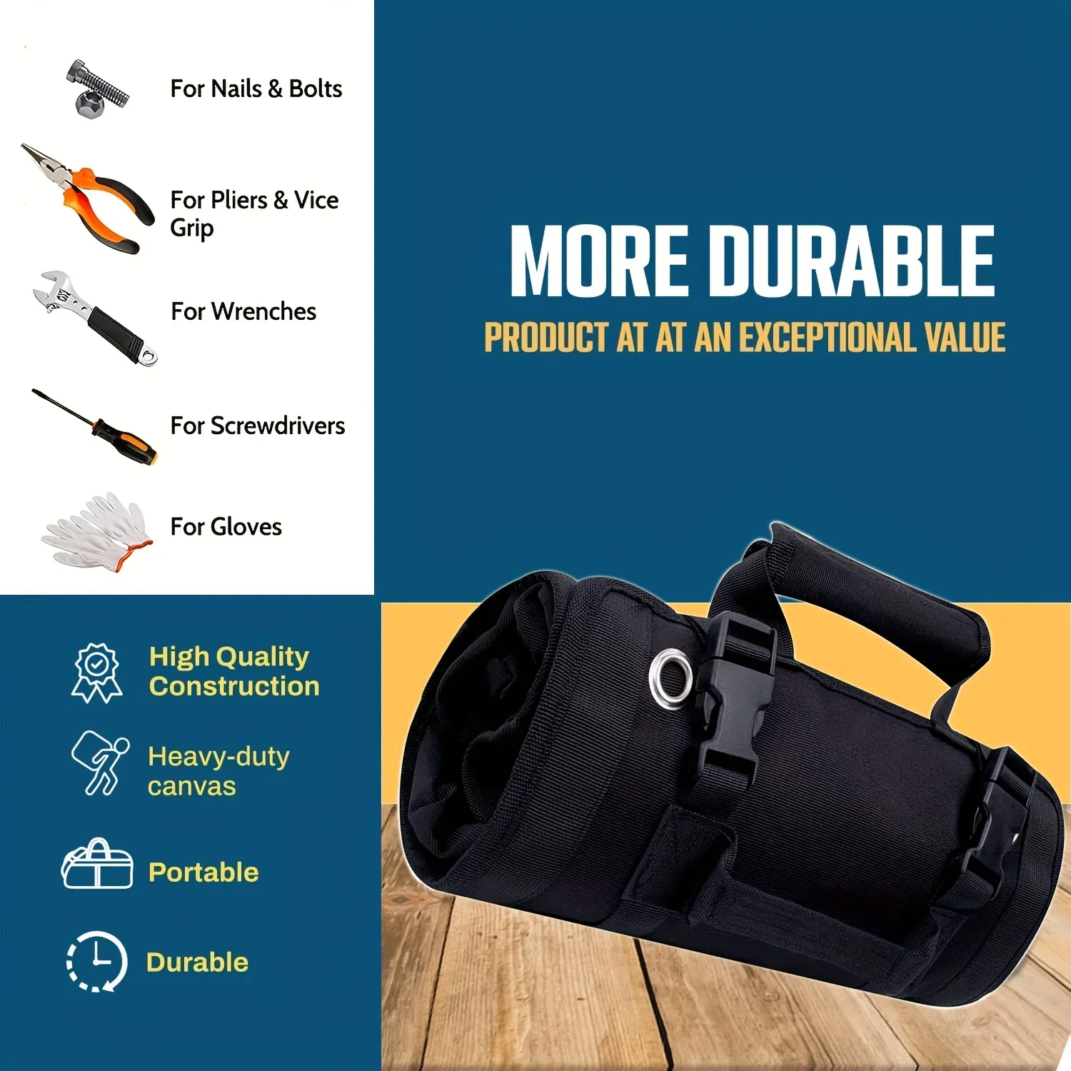 منظمات حقائب الأدوات - حقيبة أدوات صغيرة مع أكياس قابلة للفصل، منظم حقيبة أدوات عالي التحمل مع 6 أكياس أدوات