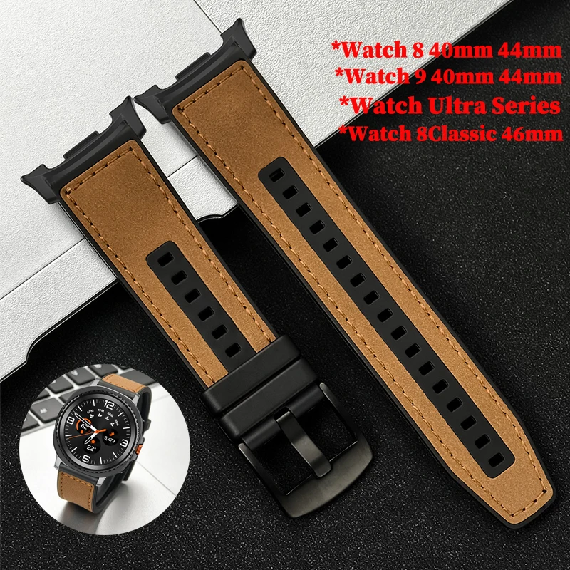 Leather Strap for Samsung Galaxy Watch Ultra 2025 47mm Ultra Correa Band for Samsung Galaxy 8 9 40 44mm 8Classic 46mm Wriststrap