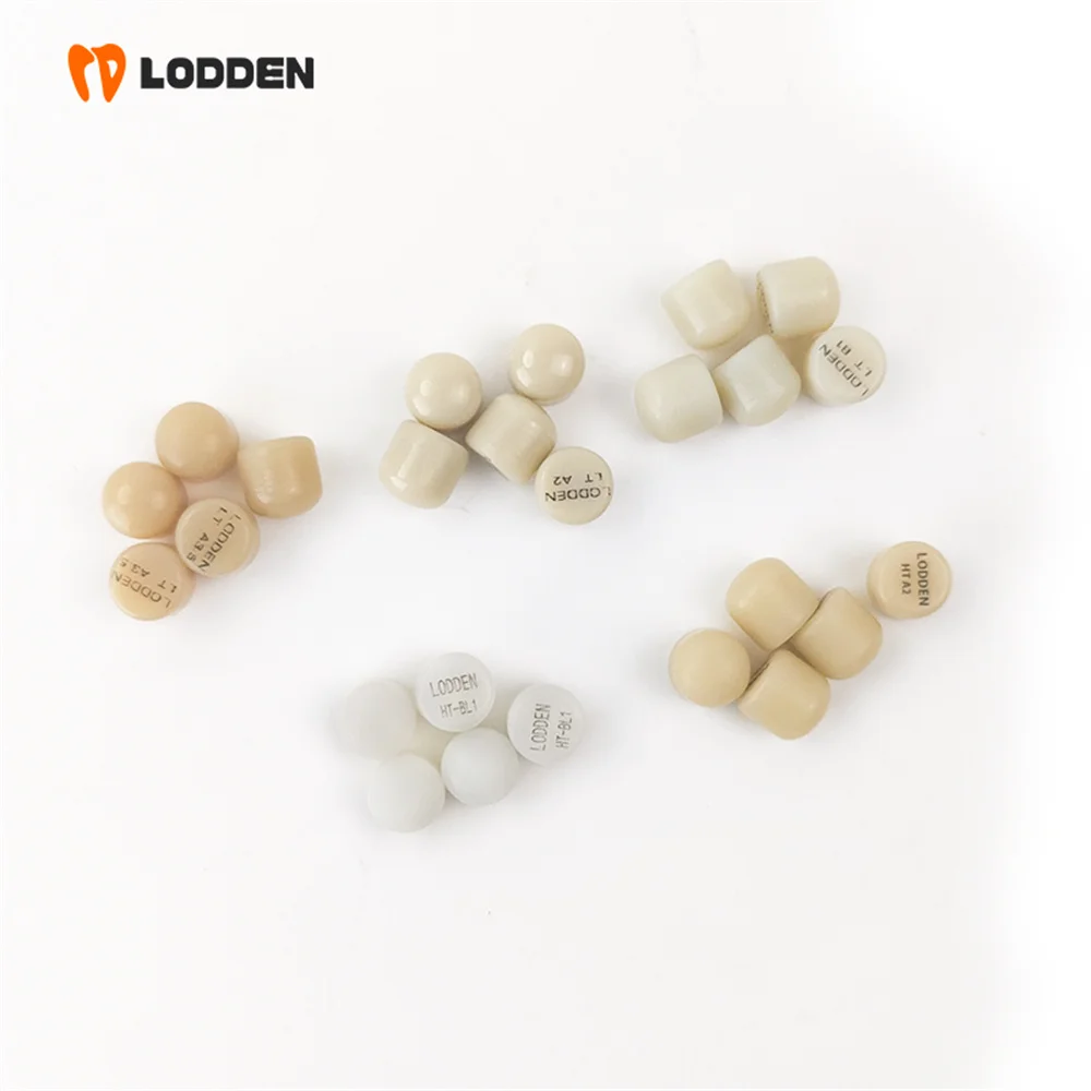 LODDEN 10PCS Lithium Disilicate Press Ingots Dental Glass Ceramic Blocks Press For Ultra-thin Veneer Dental Lab Materials LT/HT