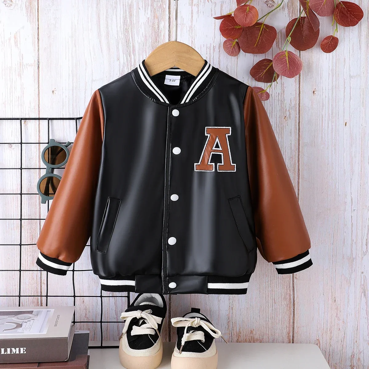 PatPat Toddler Boy Avant-garde Letter Coat Soft and Comfortable  Perfect for Outings and Daily Wear Basic Style