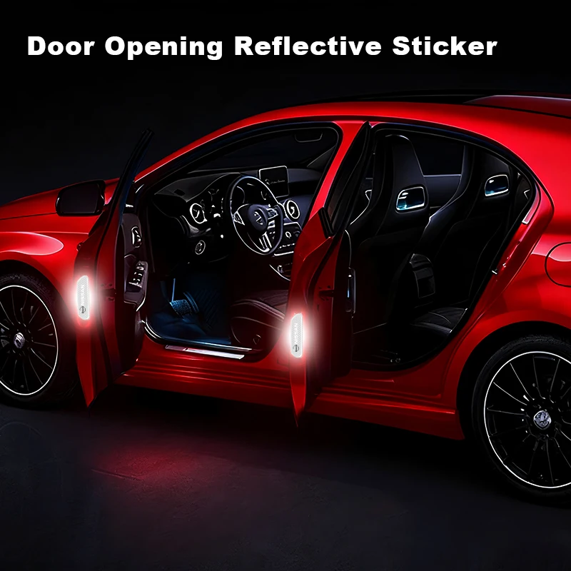 Reflective Safety Door Warning Sticker Nissan Logo Auto Door Opening Reflector Decal Modification For X-Trail Qashqai Tiida