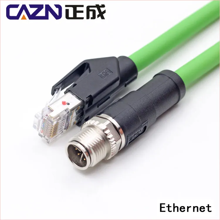 M12 Connector 8 pin X code Male to RJ45 Waterproof Ethernet Cable Industrial Ethernet