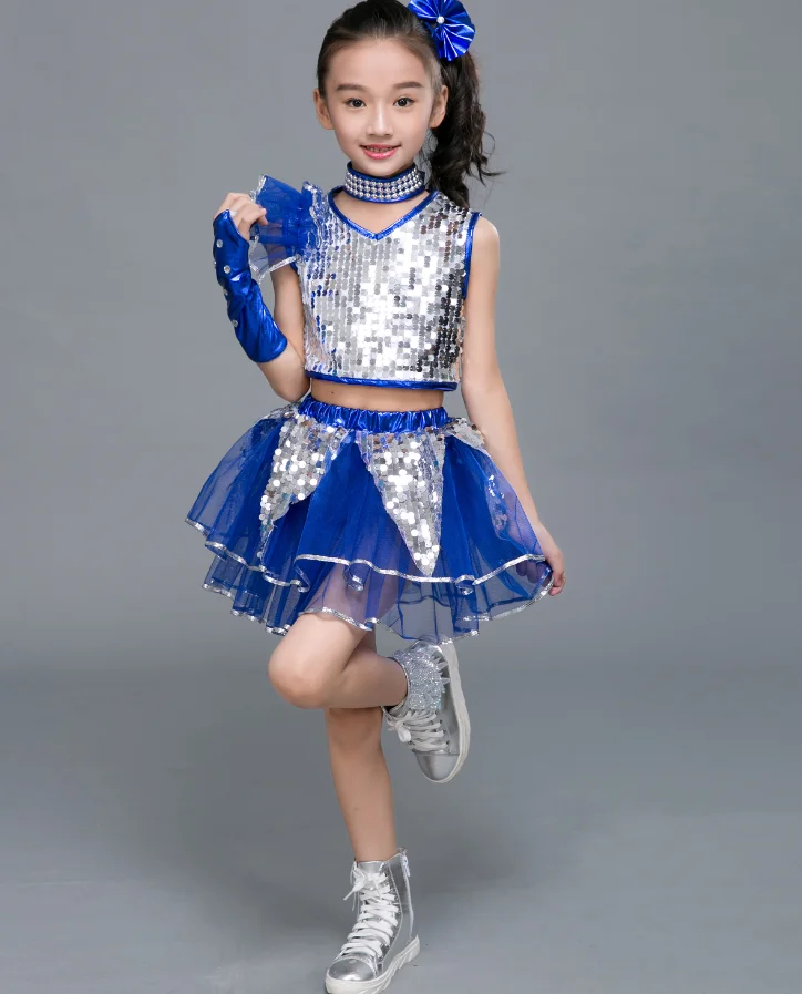 Children\'s jazz dance costumes boys and girls sequins princess pettiskirt children\'s hip hop modern dance gauze dance costumes