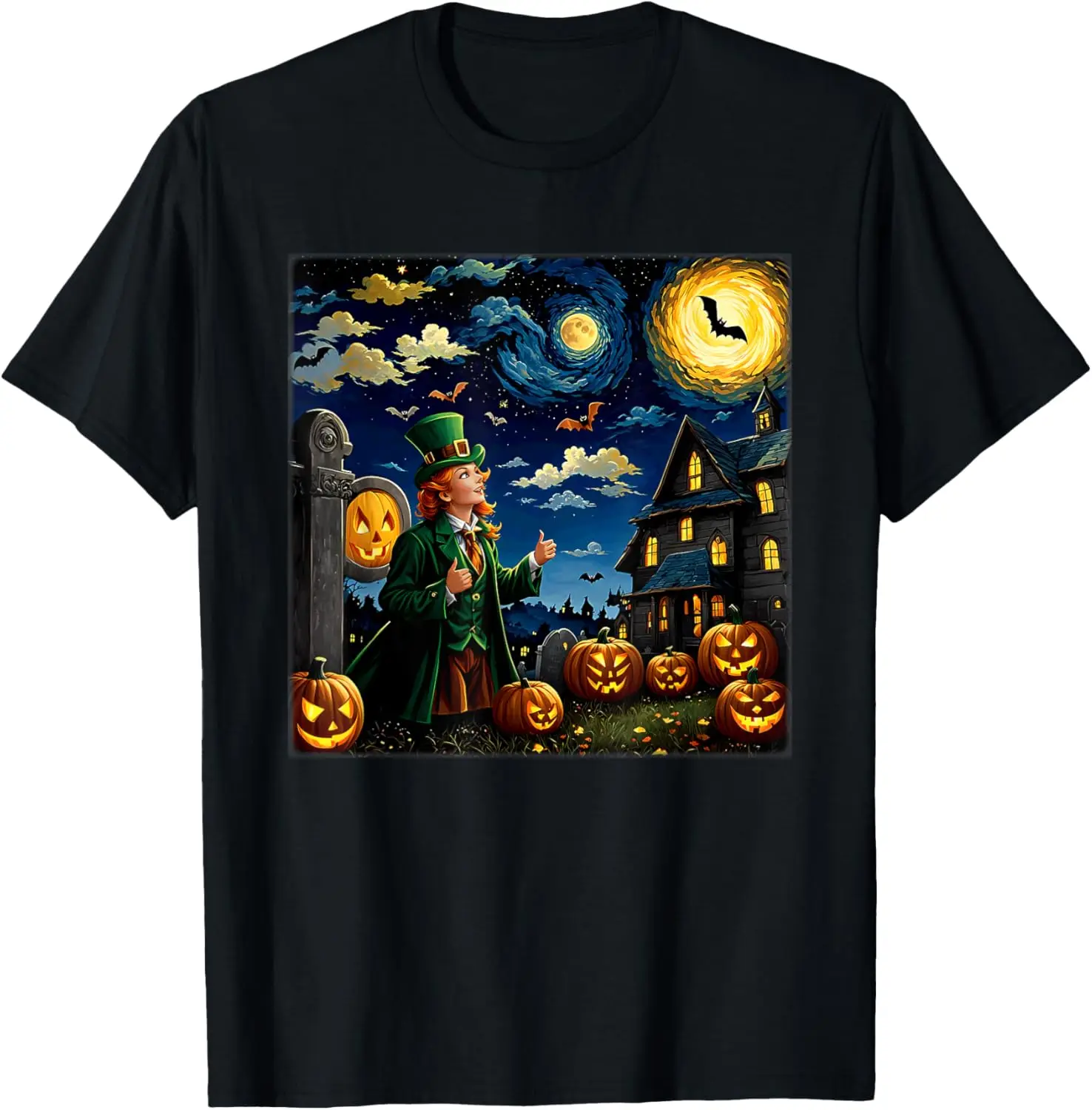 Spooky Halloween Sexy Leprechaun Starry Night T-Shirt