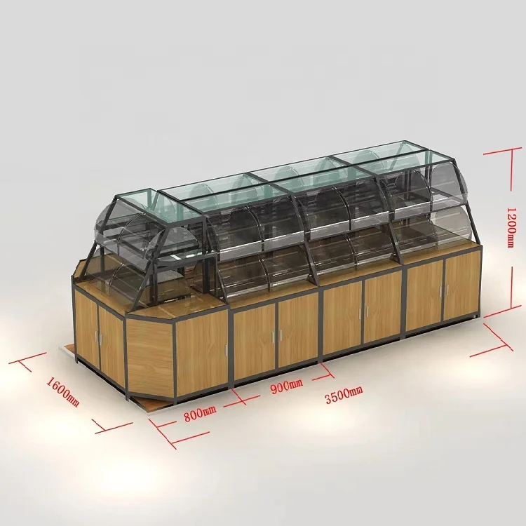 

Supermarket Island Display Shelf Round Rack with PET Bins Perfect for Candy Snacks Sales Design and Custom Whole Shop Furniture