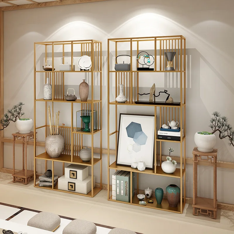 Office wrought iron decorative shelves, living room creative floor partition bookshelf
