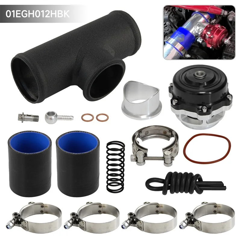 

Black 50MM 35PSI Boost V-Band Turbo Blow Off Valve BOV + 2.25'' Flange Pipe Hose Kit