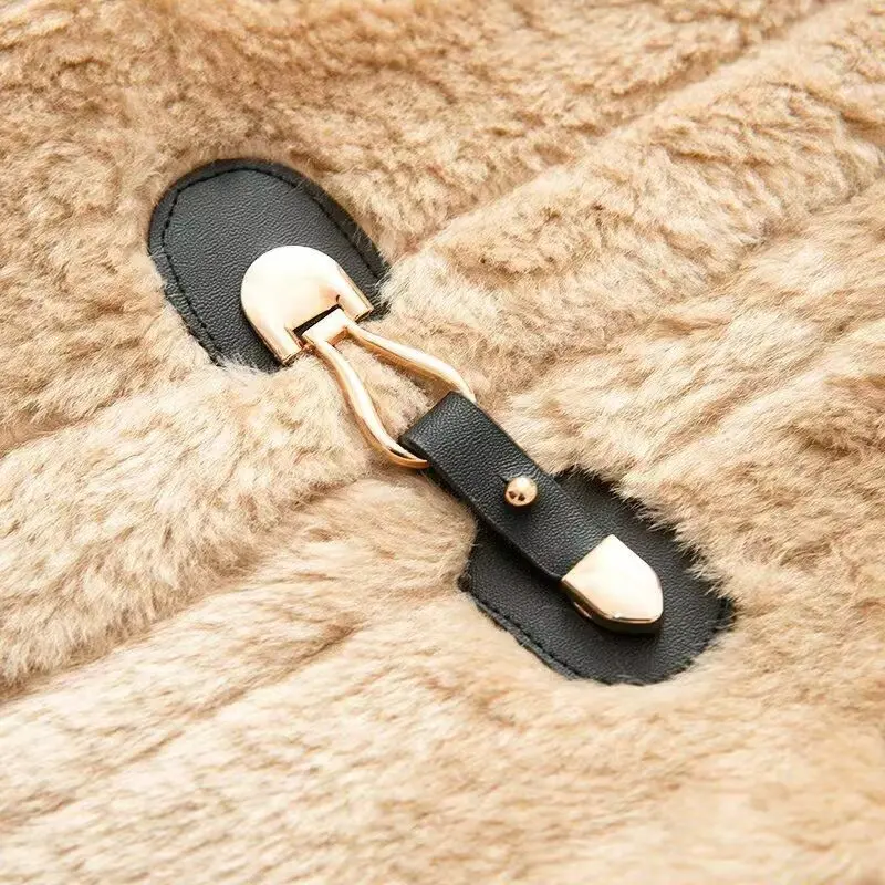 DiYiG mujer 2025 invierno nueva moda Chaleco de piel sintética botón elegante Joker con capucha sin mangas chaleco Casual chaqueta prendas de vestir exteriores Mujer