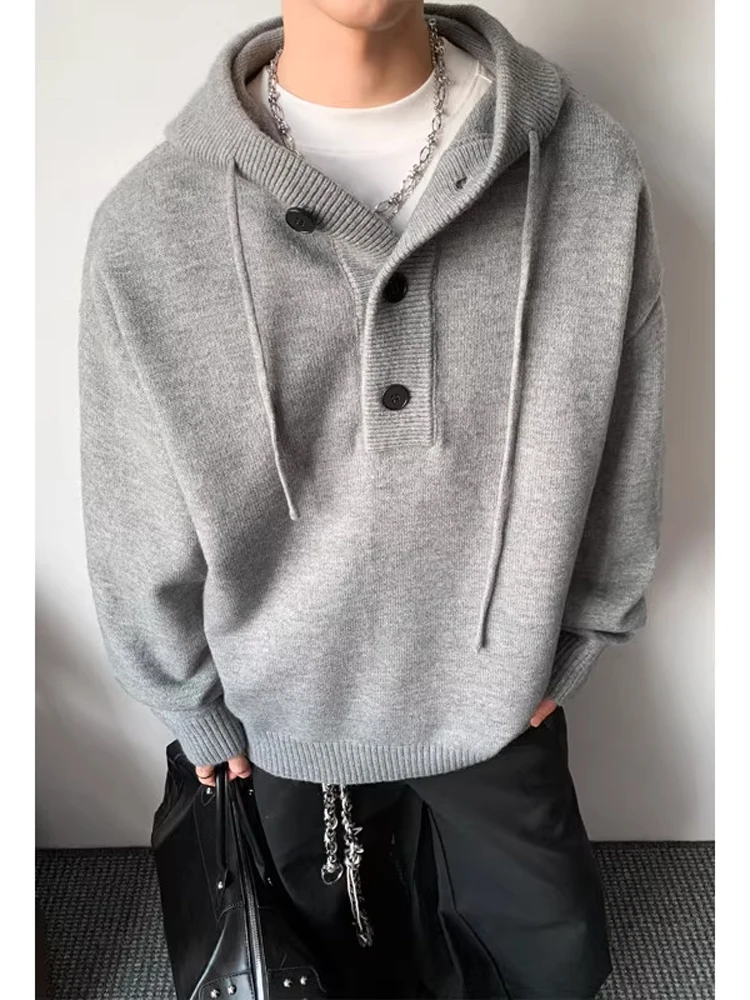 

Мужская толстовка-худи с капюшоном, осенне-зимняя, в американском ретро-стиле, высококачественная вязаная одежда, с дизайнерским капюшоном, верхняя одежда из мягкого полиэстера, длинный рукав.