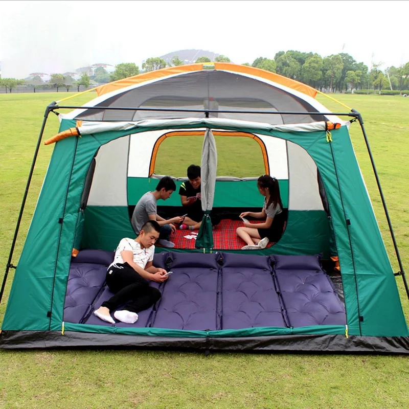 Two bedrooms one living room Double layer rain proof  tent 8-12 person Fully automatic camping tent