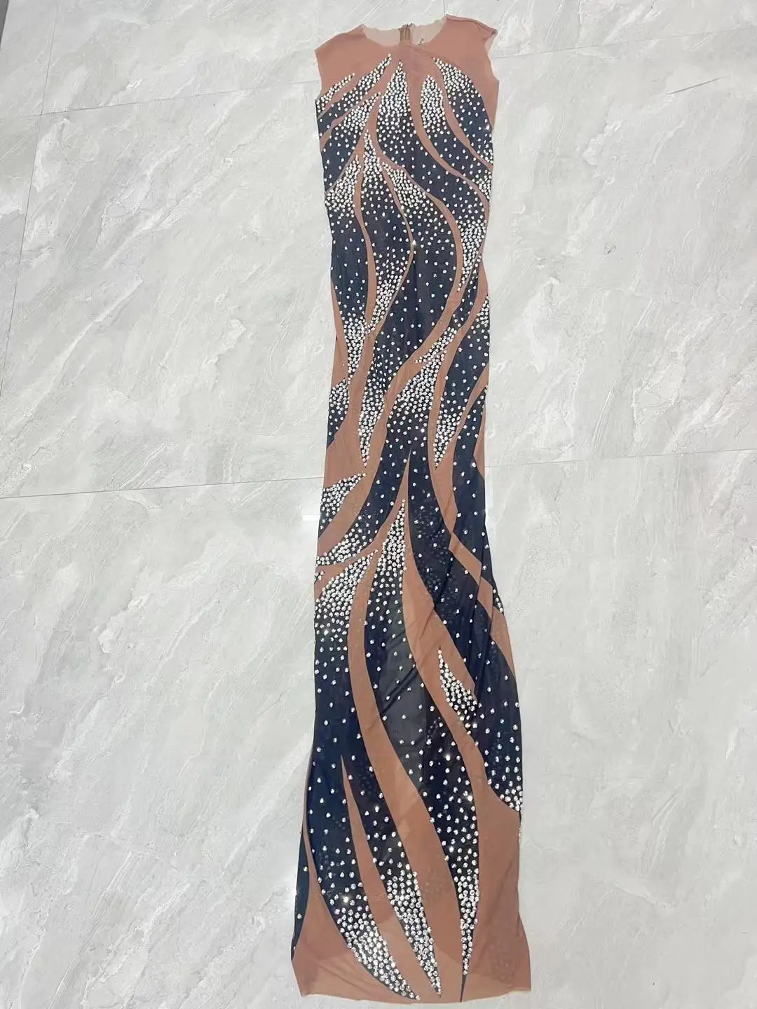 Women Sexy Couture Sparkly Rhinestone See Through Mesh Evening Gown Birthday Celebrate Prom Photo Shoot Long Dress Xiangweishe