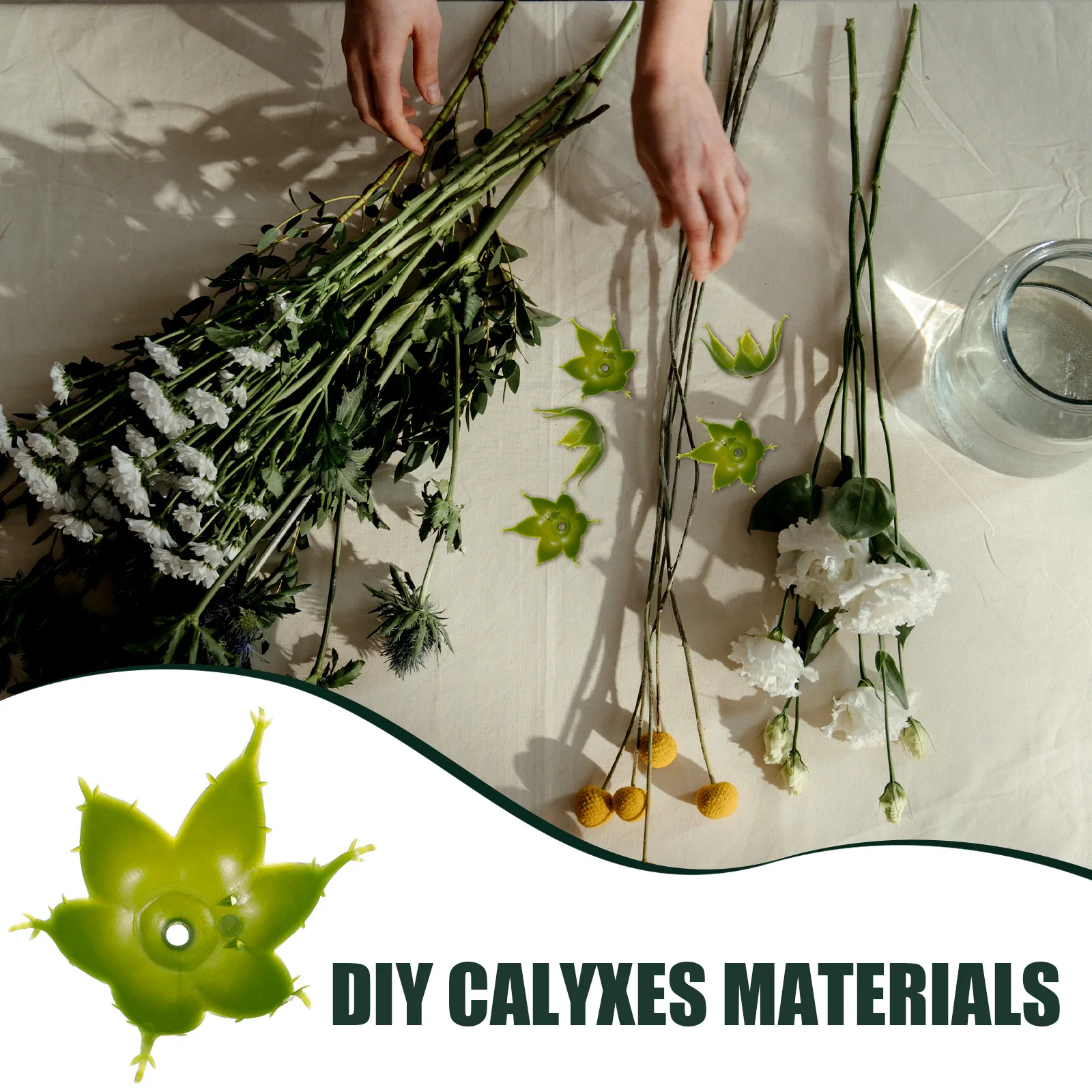 100 قطعة من حبارك الزهور الاصطناعية البلاستيكية الخضراء المزيفة وعاء الكاليكس الوردي DIY بها بنفسك مواد صياغة سيقان الزهور #4