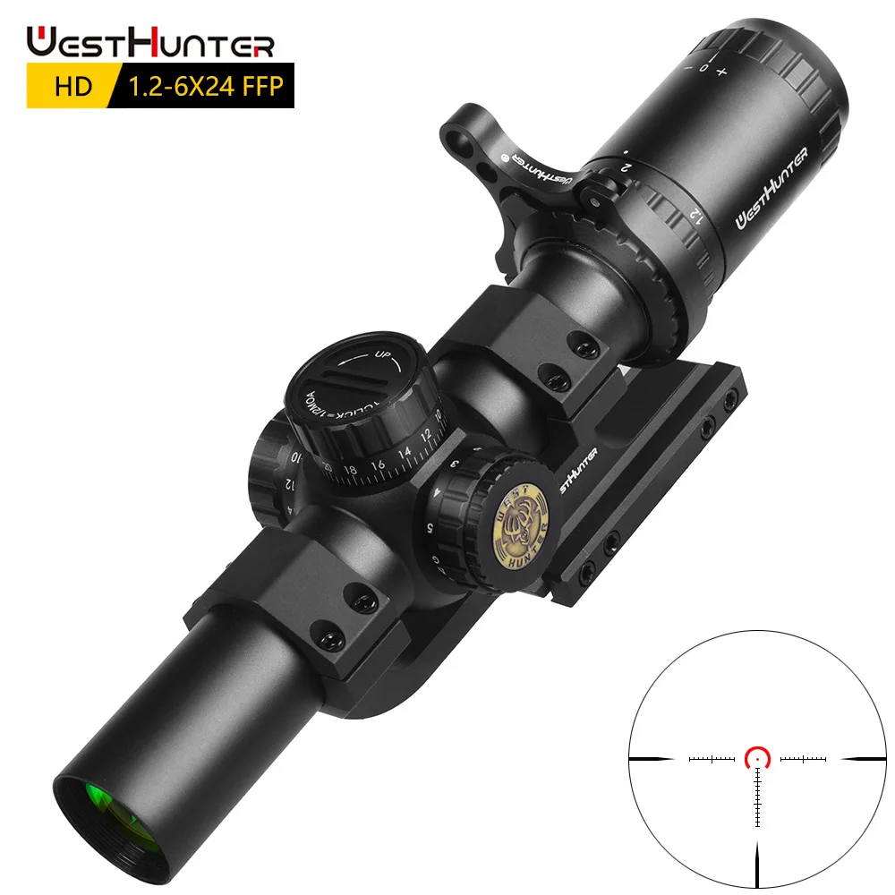 

WestHunter HD 1.2-6X24 FFP Compact Scope First Focal Plane Tactical Hunting Riflescopes Lock Reset Shooting Optical Sights