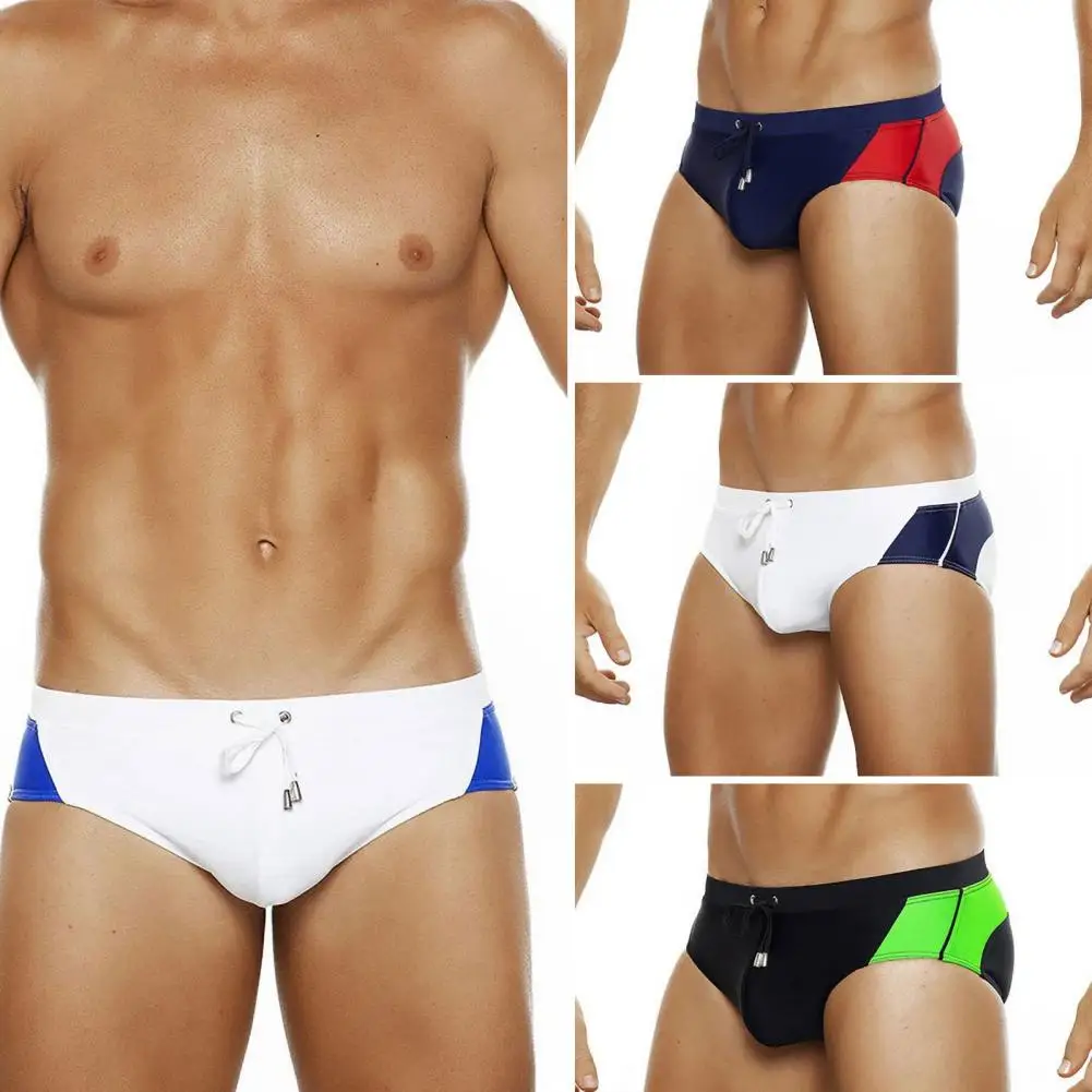 

Color-blocked Swimming Briefs Low-waist Swimming Trunks Quick Dry Low Waist Men's Swimming Briefs for Water Sports for Slim
