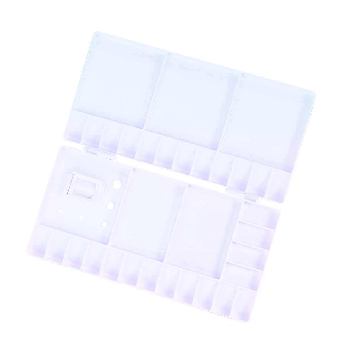 

28+5 Compartments Plastic Palette Thumbhole Brush Holders Foldable Color Tray 180 Degree Rotation Hard PP Material for Artists