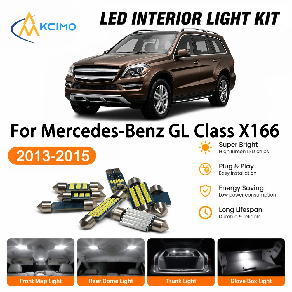 High Quality Atmosphere LED Interior Lightng Kit For Mercedes-Benz	GL Class X166 2013-2015, Super Bright Cozy Map Light Reliable