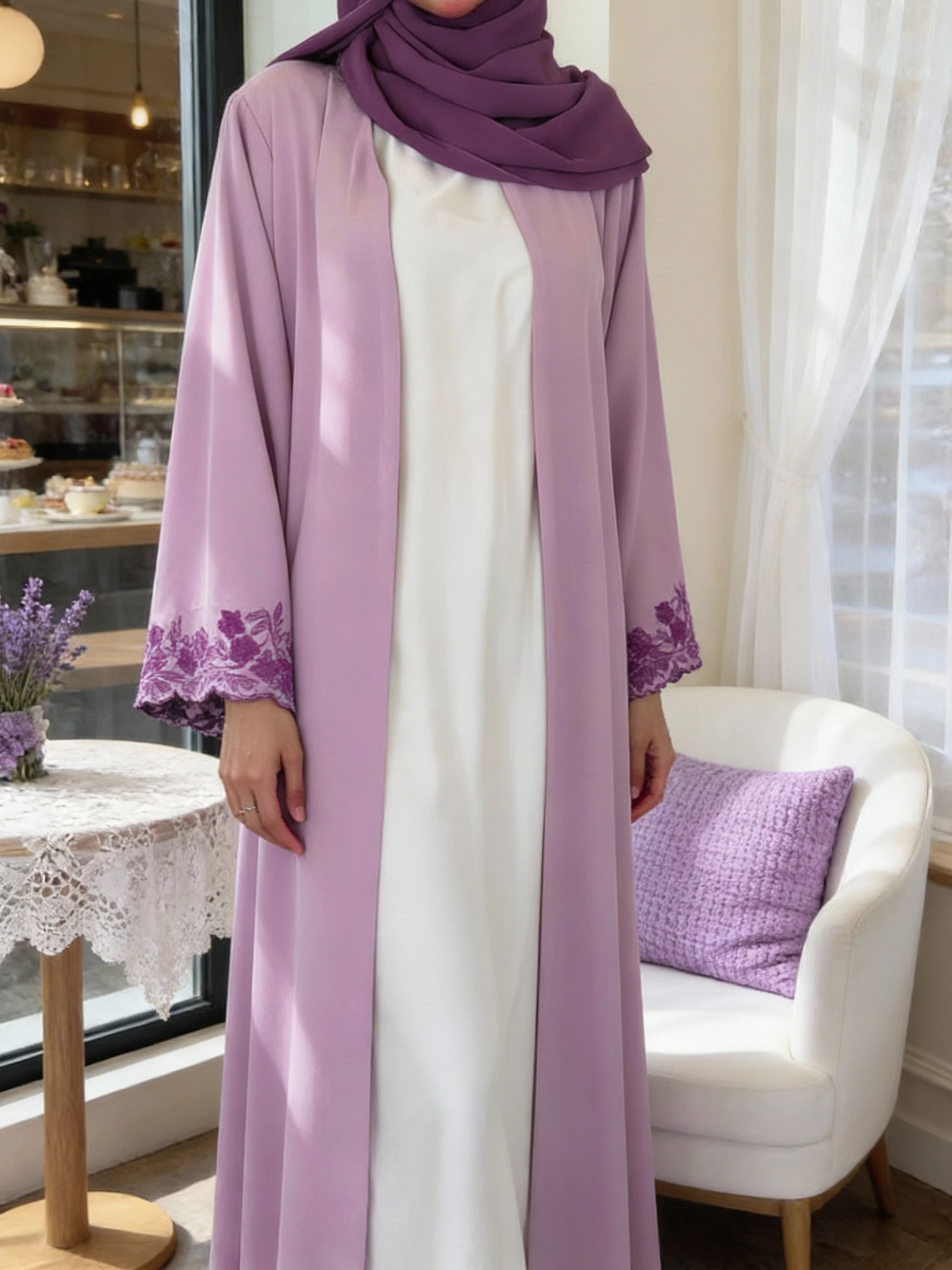 

New Dubai Kaftan Modest Dress Abayas Muslim Open Abaya Scarf Women Islamic Caftan Marocain Robe Arabe Femme Musulmane Clothing