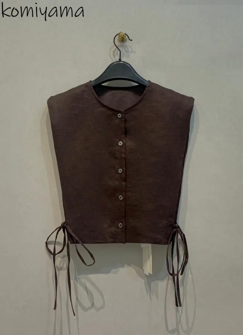 

Lace-up Tunic Blusas Mujer O-neck Single Breasted Woman 2025 Shirts Blouses Japan New Sleeveless Ropa Clothing Casual Camisas