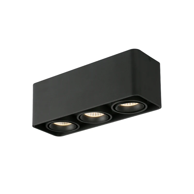 Multiple Ceiling square GU10 Housing Without Driver 3 Head Triple Cob Led Spot Adjustable Surface Mounted Downlight