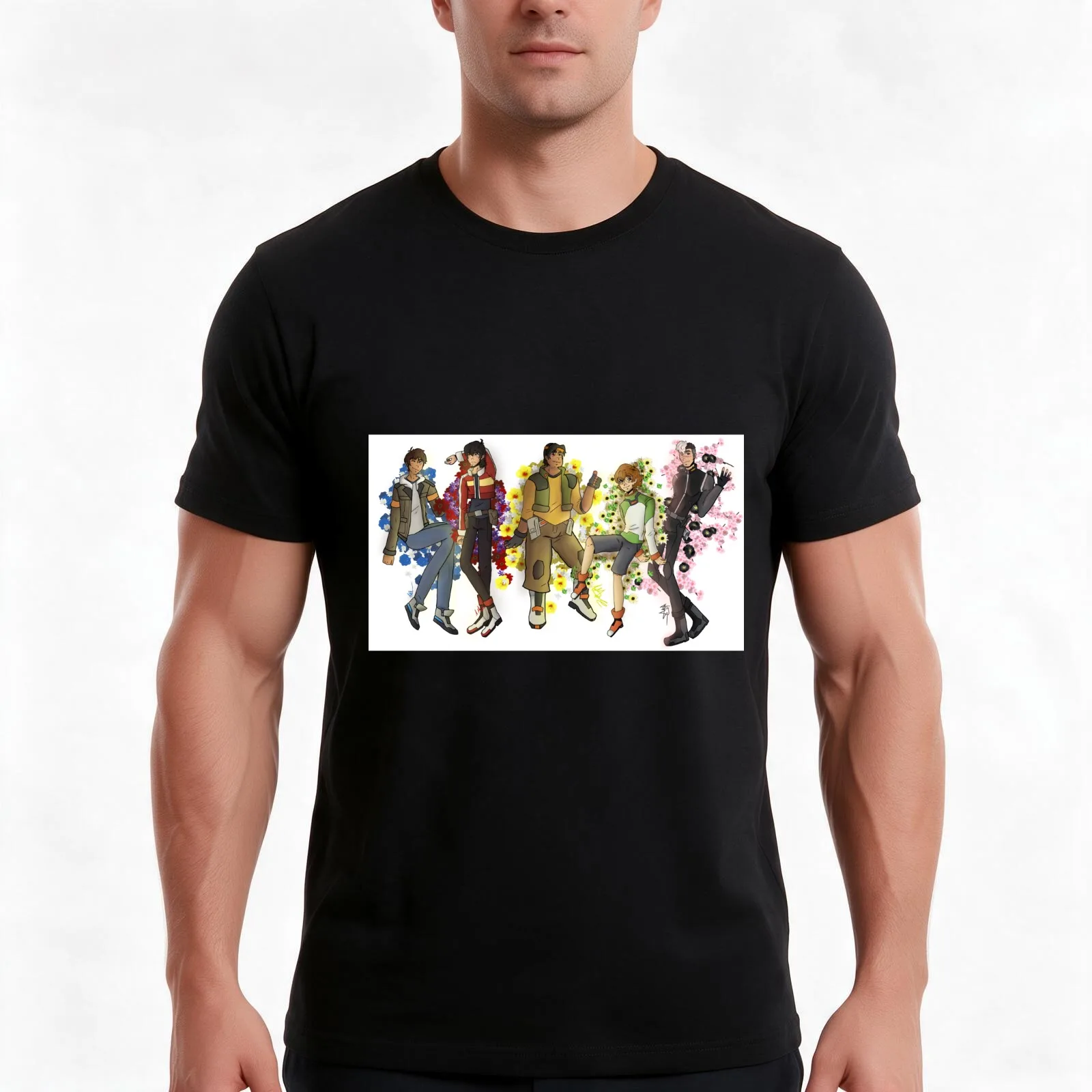 VOLTRON GROUP FANART T-Shirt, Summer Casual Cotton Tee, Oversized Streetwear Tops, Vintage Graphic Print, Loose Fit Short Sleeve