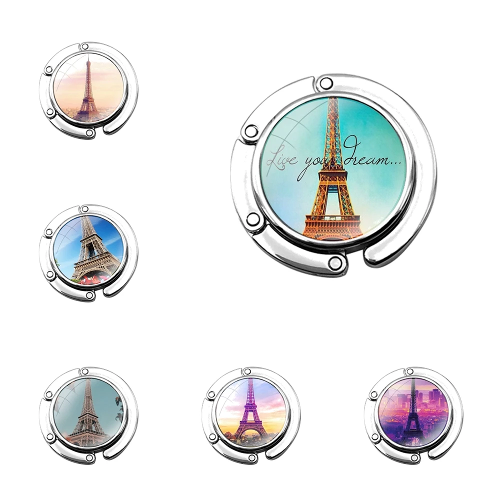 paris france eiffel tower Foldable Purse Hook for Women's Table Handbag Storage Folding Decor Table Hook