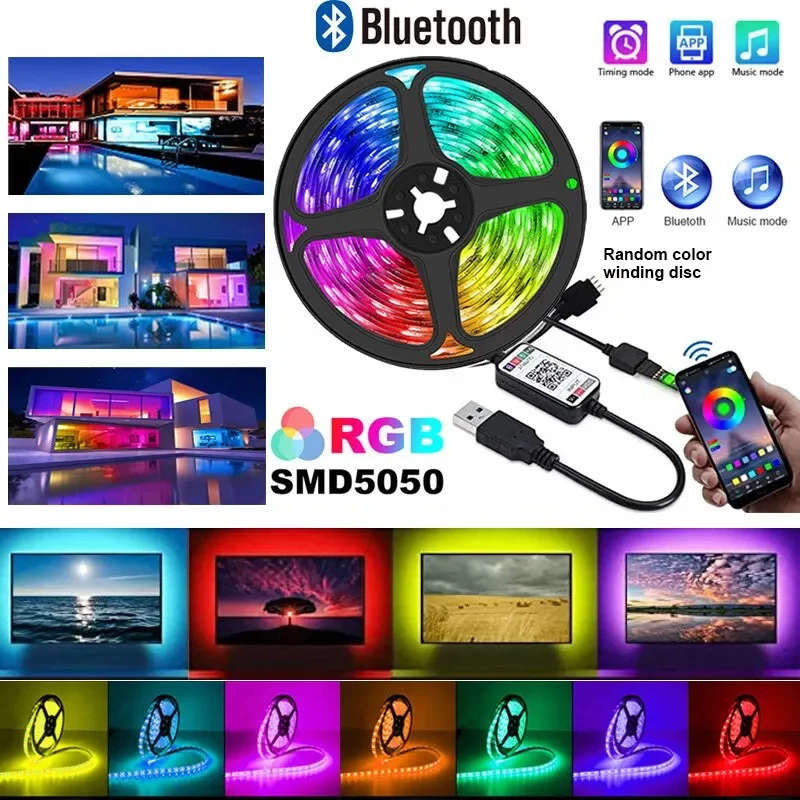 5050 RGB Background Atmosphere Light Strips Color Bluetooth 5v Light Set TV Bedside Bar Atmosphere Light Lighting Decoration