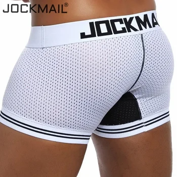 Jockmail Merk Ondergoed Boxer Mannen Ademend Mesh Boxers Mannelijke Onderbroek Sexy Slipje Katoen Mens Bodysuit Trunks Pant