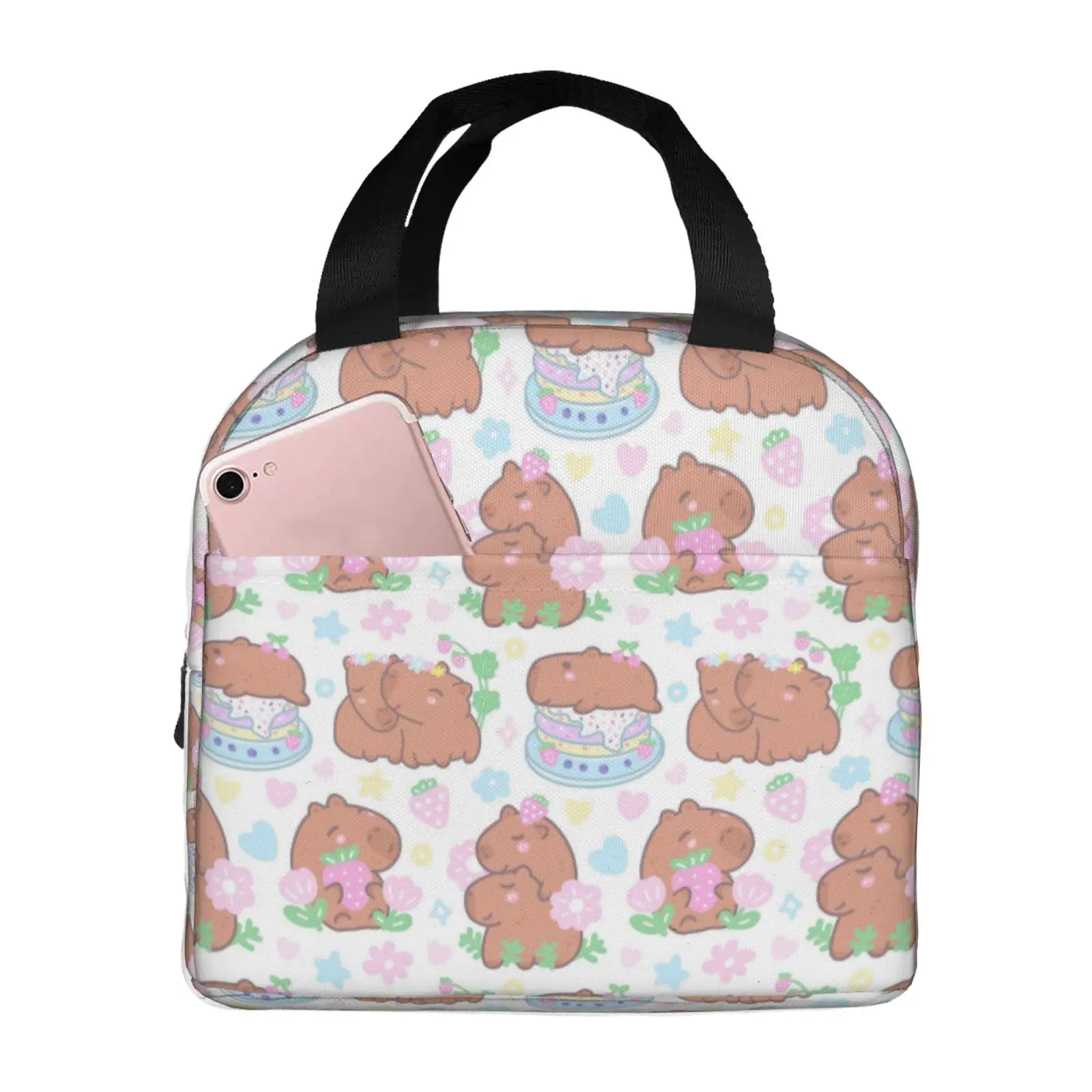 Cute Cartoon Capybara Series Pattern Insulated Lunch Box Leak-proof Thermal Cooler Lunch Bag for Men Women Kids Work Trip Picnic