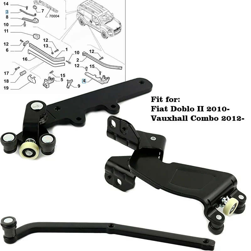 OEM:51814082 51814080 51943939 for Fiat Doblo II Opel Combo 2010 -Top/Middle/Lower Right Sliding Door Roller Guide