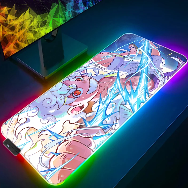 

RGB LED Mouse Pad Office Desk Mat One Piece Luffy Rubber Keyboard Pad Computer Game Mousepad PC Accessories Mouse Mat Tablet Pad