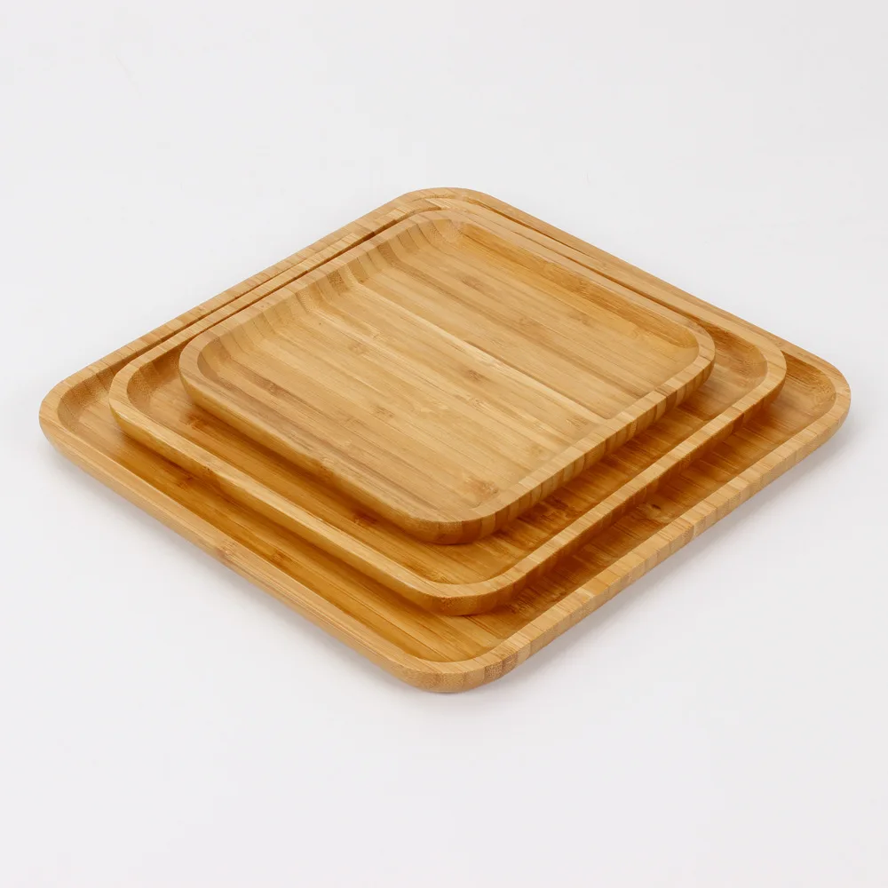 2023 New Plate Tray Wooden Bamboo Tray Household Wood Plate Japanese Dinner Plate Tea Tray Rectangular Tray Carving Plate