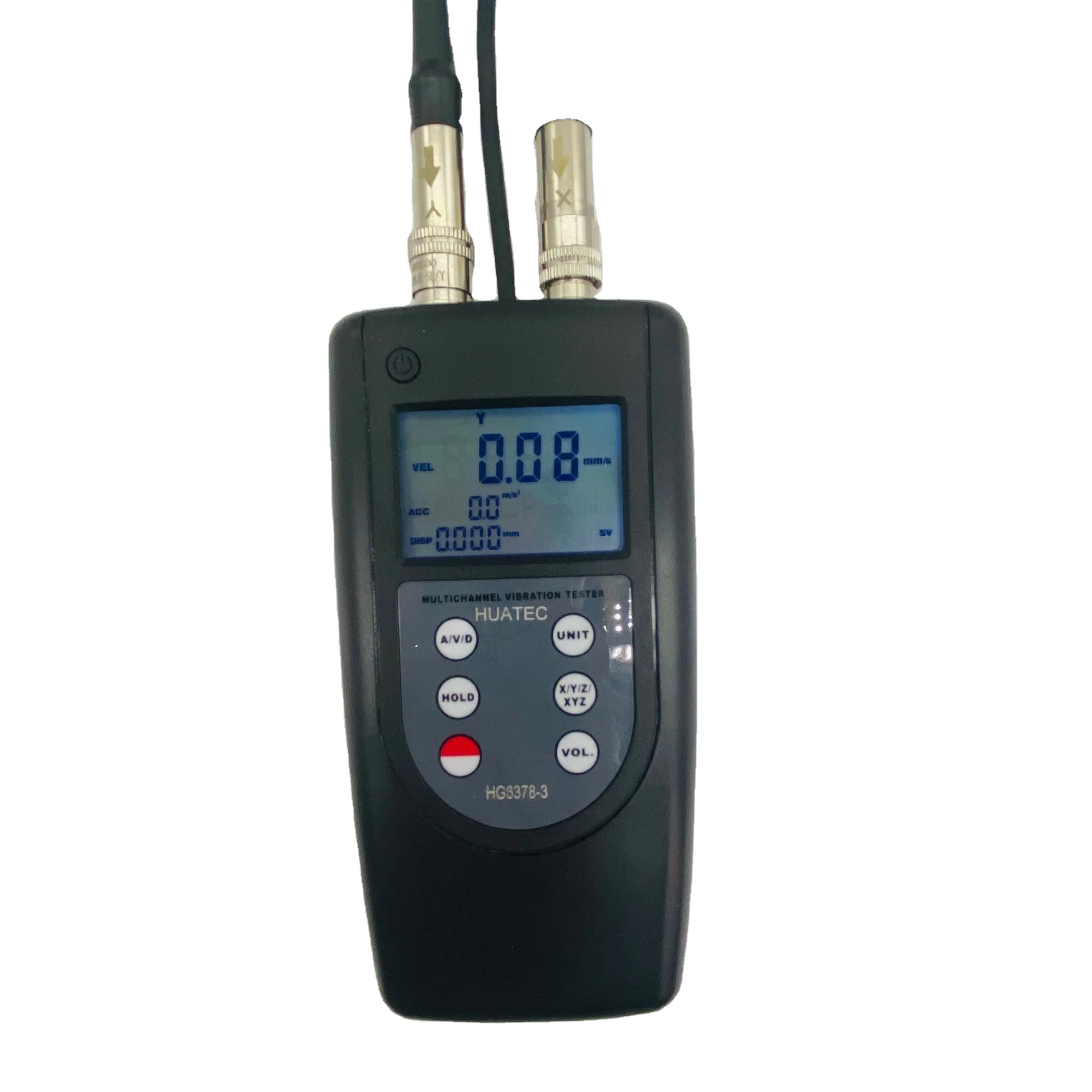 

HG6378 XYZ 3 channel 10Hz~10kHz Piezoelectric Sensor Digital Velocity Acceleration Displacement Vibration Meter