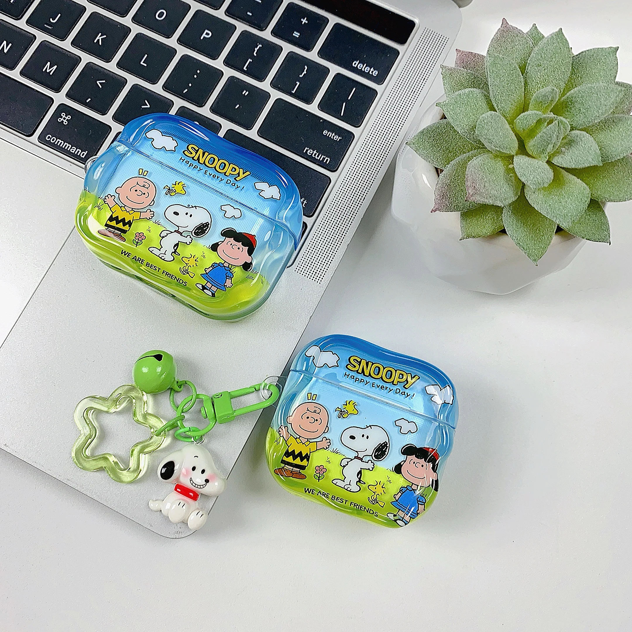 Eye-catching Style For Snoopy Wave Border Earphone Case For Apple AirPods Pro 3 2 1 AirPods 1 3 2 4 With Accessories TPU Cover
