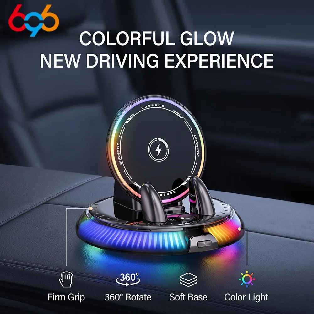 Car Wireless Charger Dashboard Cellphone Bracket 360° Rotation For IPhone 18-12 For Samsung/Xiaomi Fast Charging Phone Holder