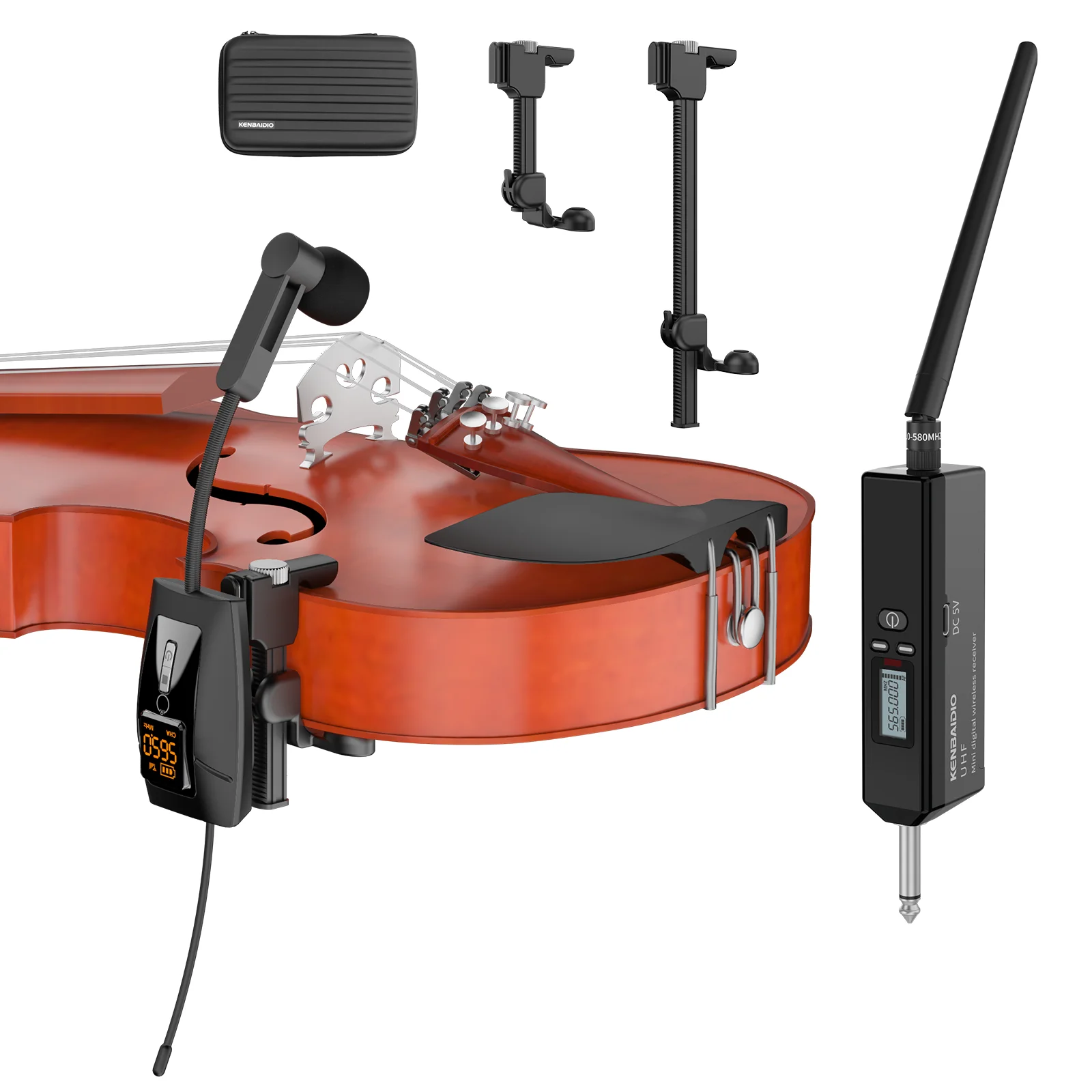 U-730 Violin Microphone KENBAIDIO UHF Wireless Instrument Mic With Receiver Transmitter 60 Meters Clear Sound For Cello Guitar