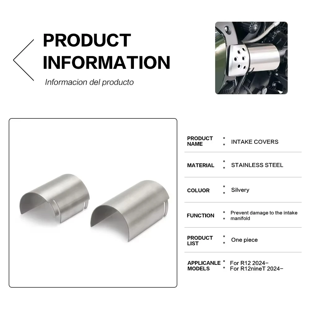 New Silver Motorcycle Accessories Air Intake Covers Fairing Protector Decorative Shield Fit For BMW R12 NineT NINET R 12 2024-25
