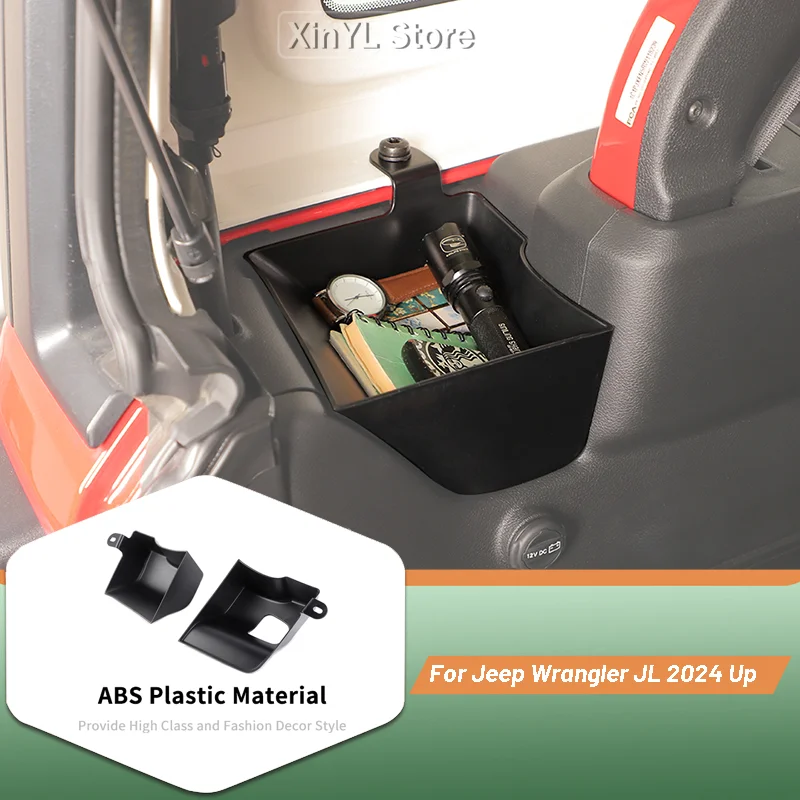 

2PC Rear Trunk Side Storage Box Organizer Tray Stowing Tidying For Jeep Wrangler JL 2024 Up JLU Sahara Rubicon 4 Door Acessories