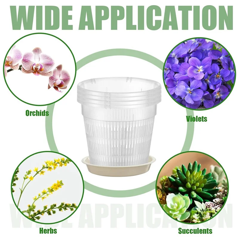 16-дюймовый горшок для орхидей 4,5/5,5/6/7,5 дюймов, горшки для орхидей с отверстиями и блюдцами, горшки для цветов для орхидей, прозрачный пластиковый цветочный горшок, простой в использовании
