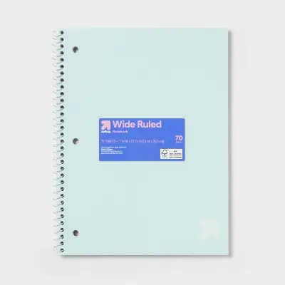 70-Pack Spiral Notebook Wide 7.5"X10.5" Poly Cover 70 Sheets Pastel Green for Home Office School Essentials